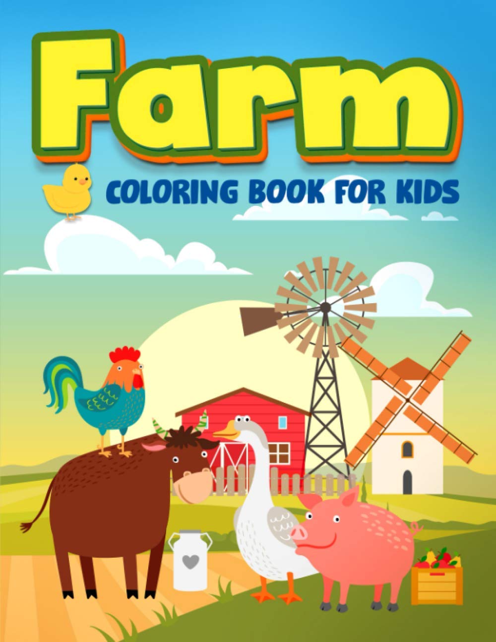 Farm Coloring Book for Kids: 35 Cute Illustrations for Children Ages 3-10