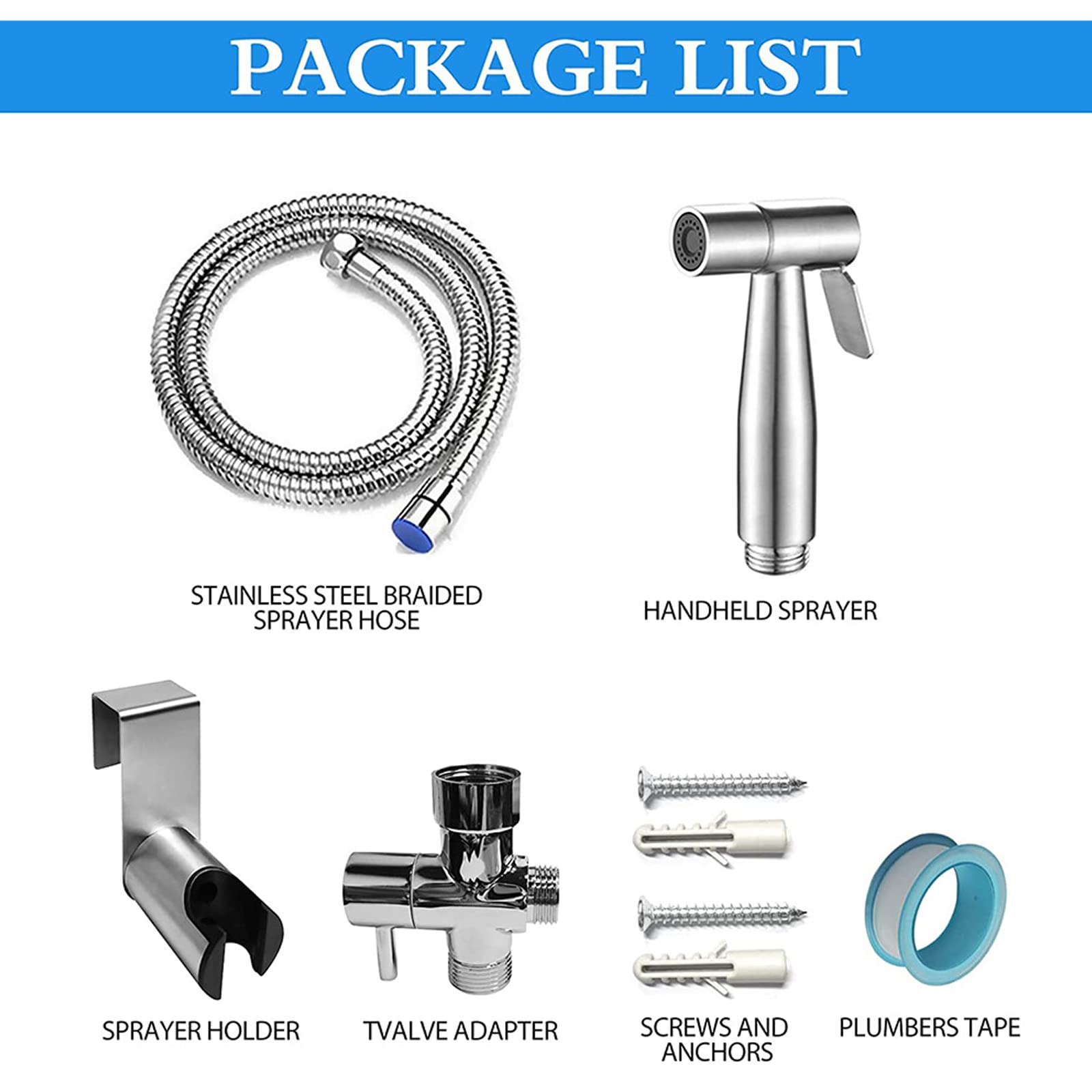 Duchas Higienicas para WC, 304 Acero Inoxidable Grifo Bidet para WC Ducha Inodoro Alta Presión Ducha Bidet Portatil Ducha WC Pulverizador de Bidé de Mano para Higiene Personal