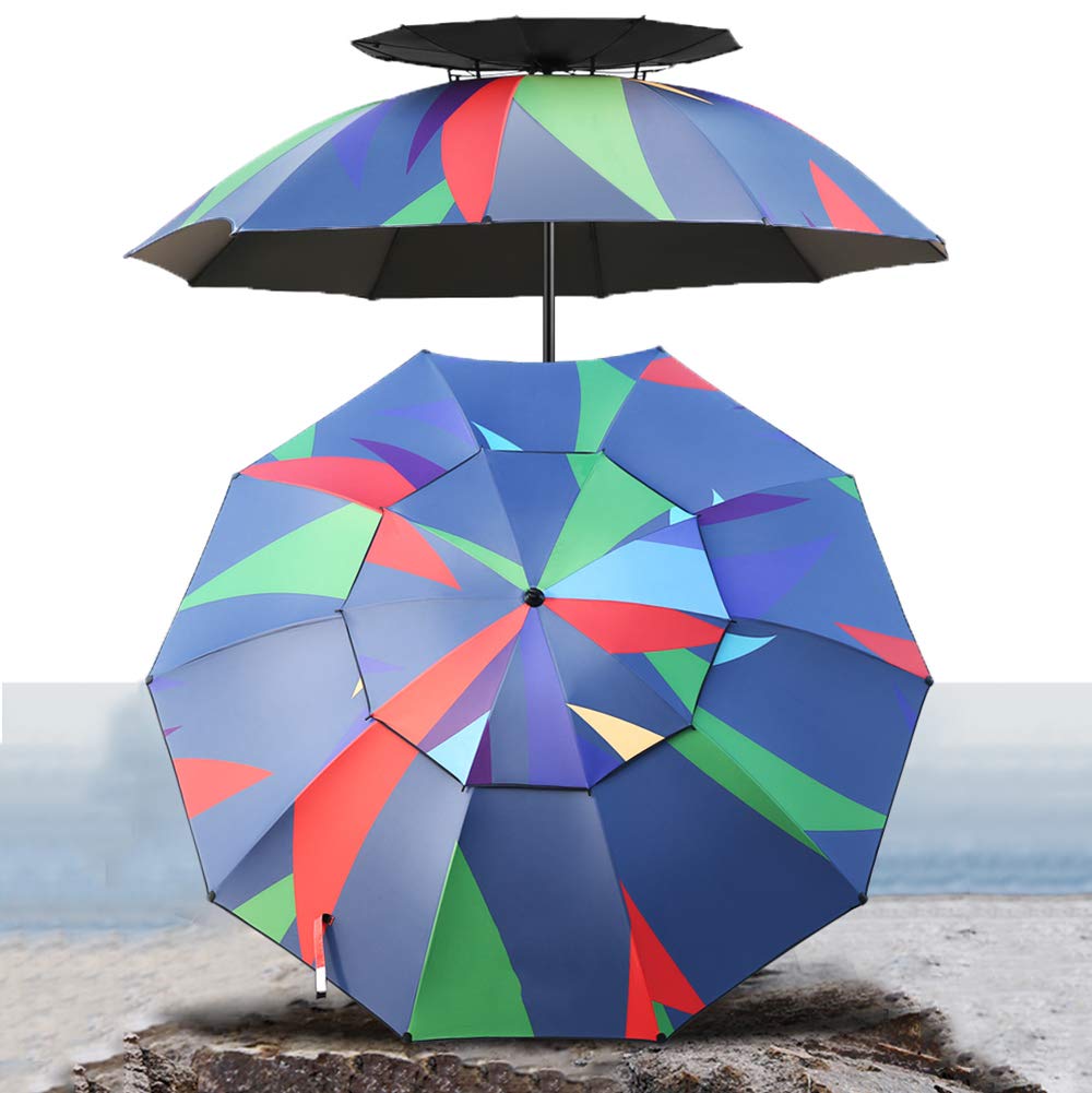 Paraguas de Pesca Patio Basculante 2.2m/2.4m Toldo Doble Impermeable, Rotación de 360° para Jardín Playa Pesca (A 240CM)