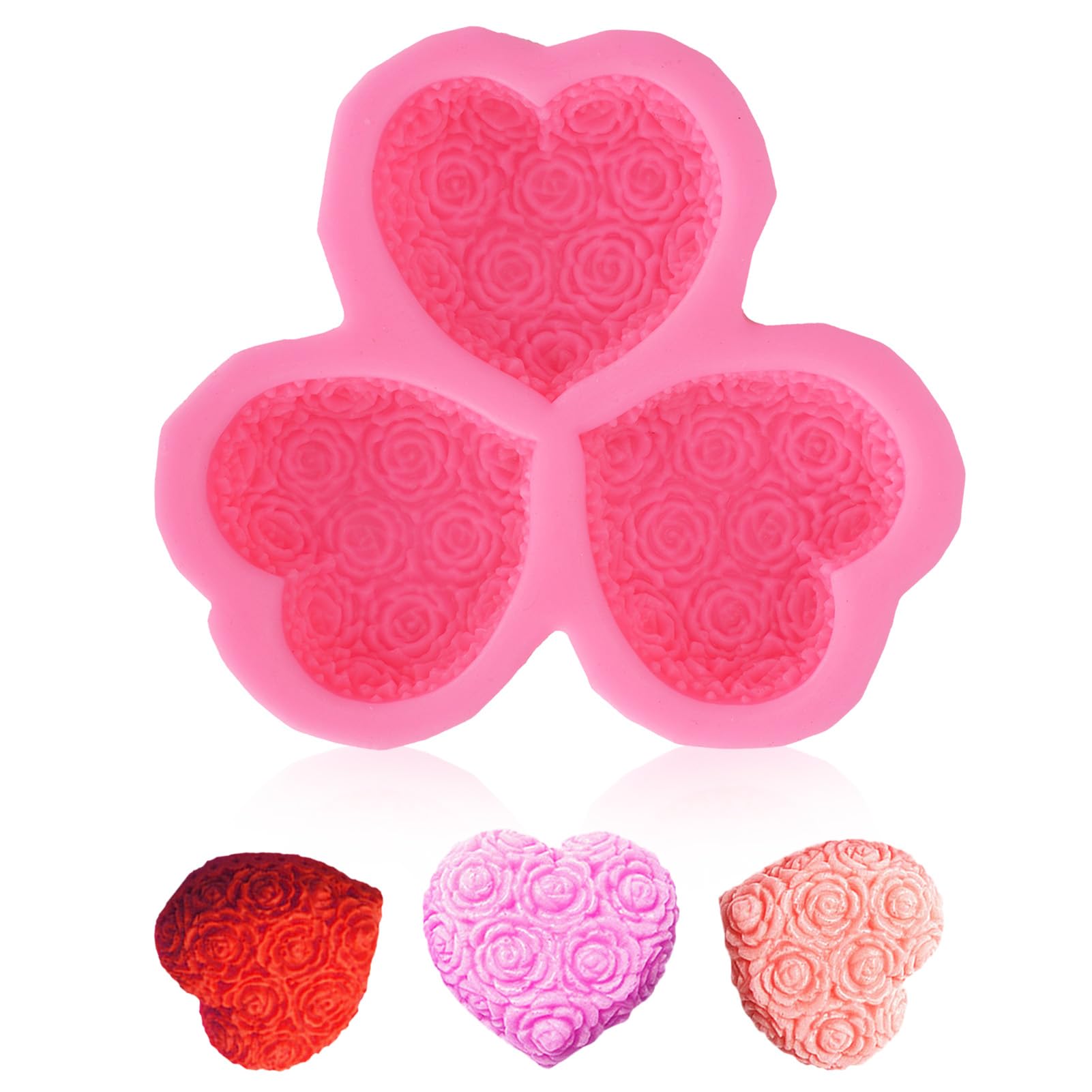 Heart Rose Fondant Molds Silicone, Heart-shaped Rose Flower Silicone Mold Mold Chocolate Cake Mould Valentine Soap Molds for Candy