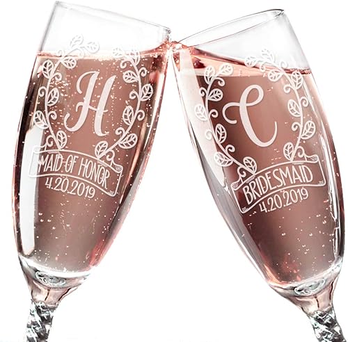 Miniatura 8 de CHRISTMAS-STOCKINGS-by-STOCKINGFACTORY Monograma grabado personalizado copa de champán fiesta de boda flauta de vino dama de honor hermana 21