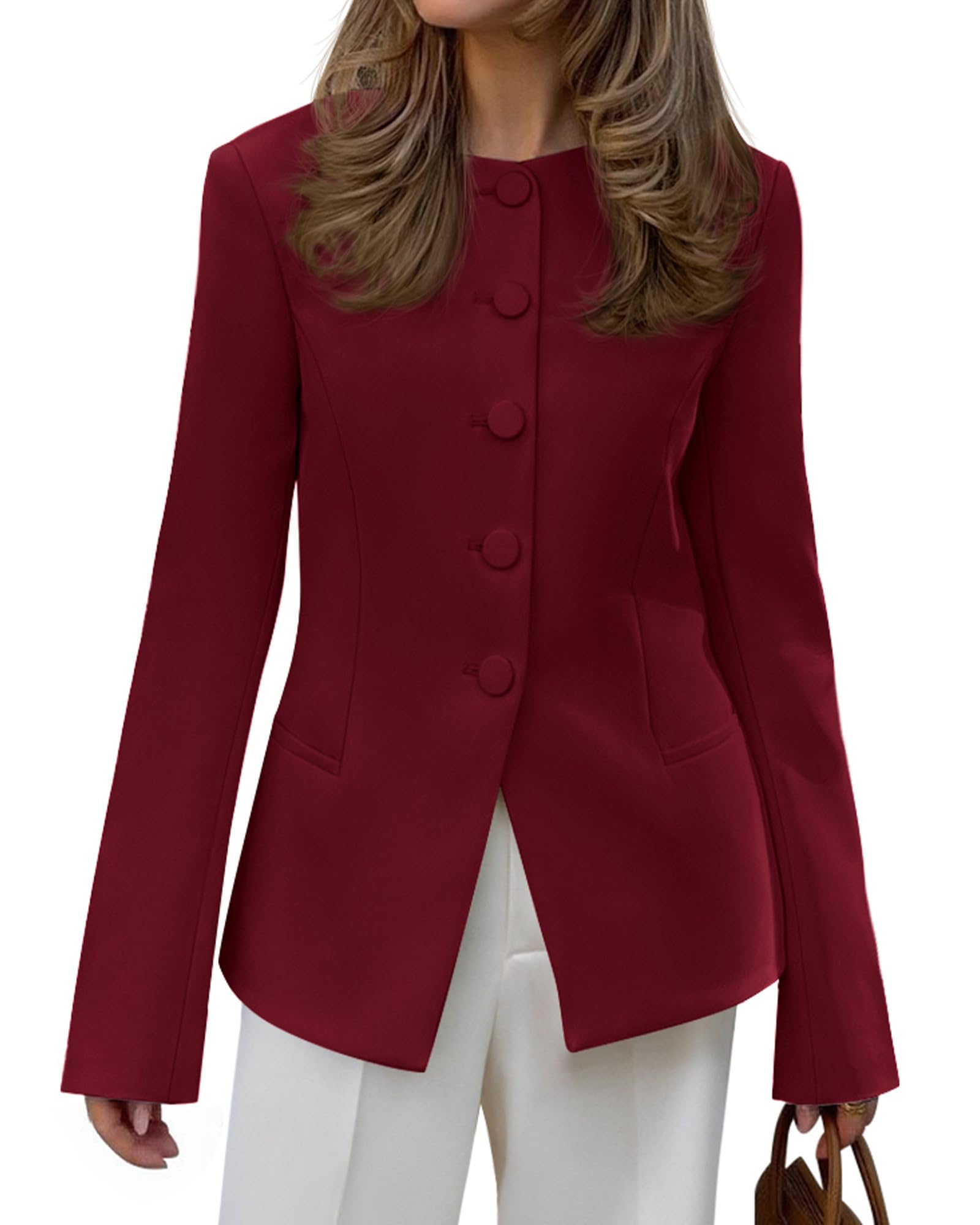 Blazers for Women Business Casual Open Front Long Sleeve Button Work Office Suit Jackets Dressy Blazer Pockets-image-13
