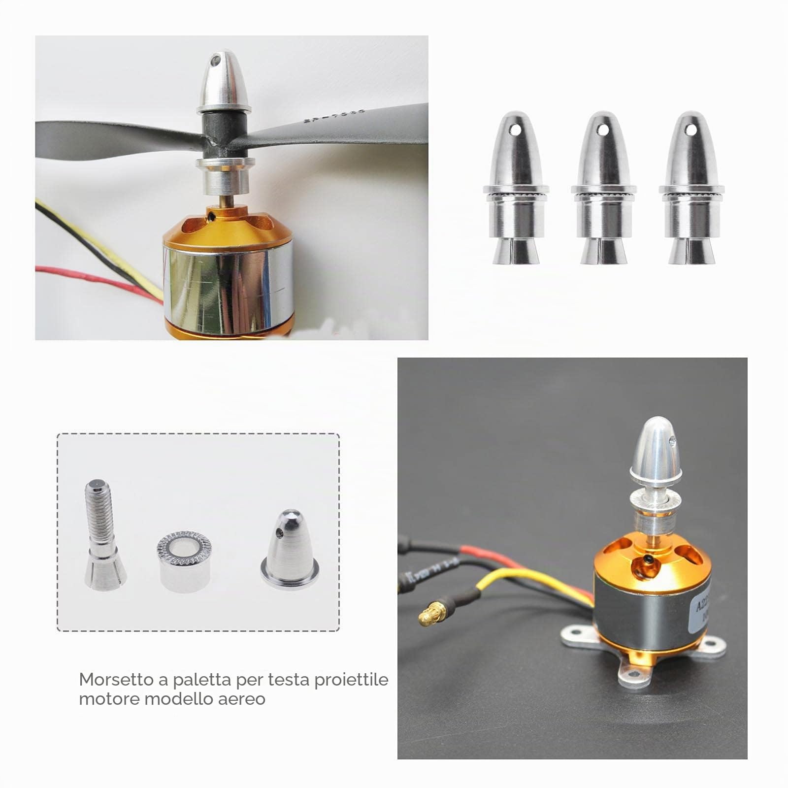4 Pezzi Adattatore Per Elica Da 3,17 MM Supporto Per Adattatore Per Elica In Alluminio Per Accessori Per Motore Elettrico (apertura Da 3,17 Mm E Asse Di Uscita Da 5 Mm)