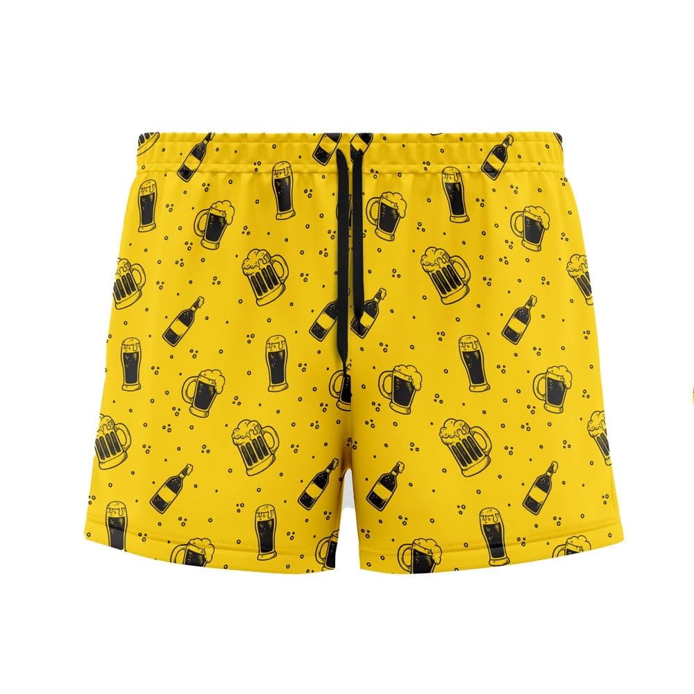 Shorts de Baño para Hombre con Estampado de Cerveza | Secado Rápido | Bañador con Bolsillos con Cremallera y Forro de Malla