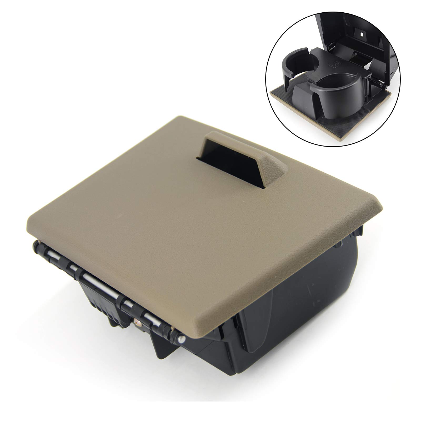 TUNTUN Center Console in-Dash Double Cup Holder Replacement for 2008 2009 2010 Ford F250 F350 F450 F550 Super Duty, Replaces 8C3Z2513562AD 8C3Z-2513562-AD Khaki Close to Stone Gray