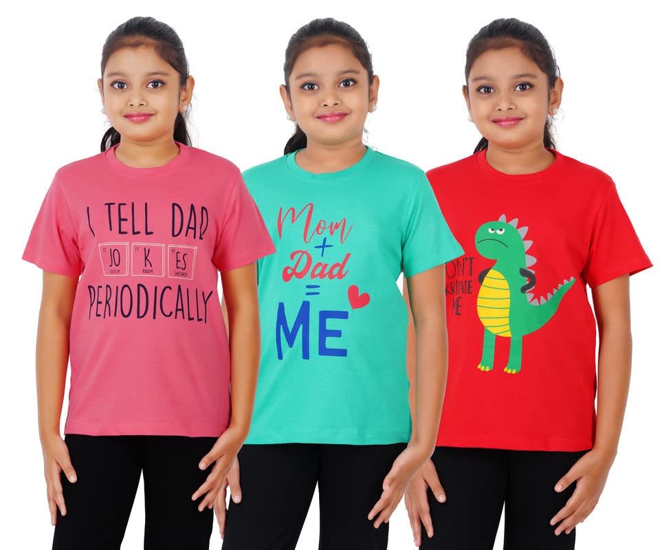 Image of Pride Apparel Cotton Girl's Printed Short Sleeve Casual T-Shirts Pack of 3