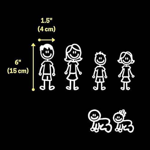 Miniatura 2 de Juego de 6 calcomanías familiares de coche para ventanas, figuras de palo