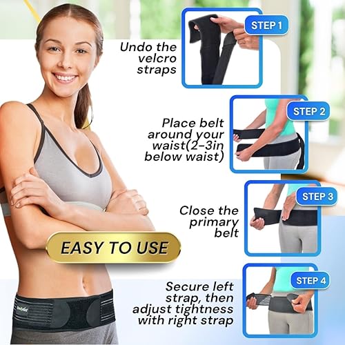 Miniatura 8 de EverRelief Soporte de cadera SI, soporte para articulaciones sacroilíacas para hombres y mujeres, soporte de ciática totalmente ajustable que alivia
