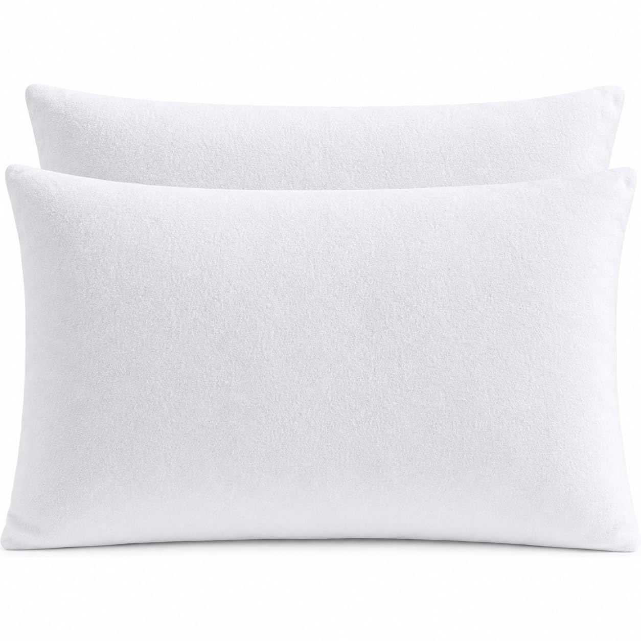One Pair of 100% Cotton Flannelette Super King Size Pillowcases - WHITE