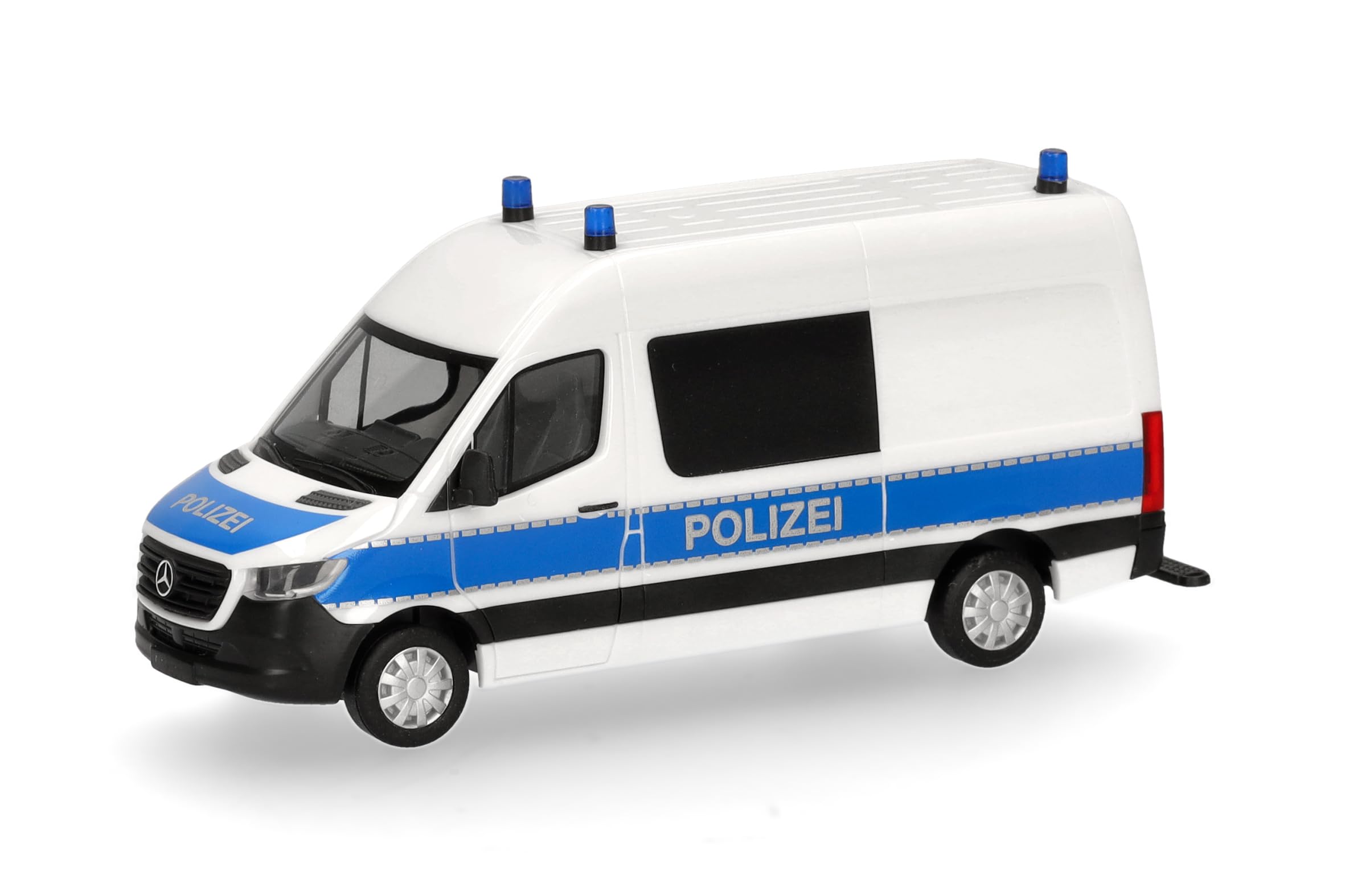 Herpa truck model Mercedes-Benz Sprinter 18 halfbus highroof "Police North Rhine-Westphalia/Fire investigators", on a scale of 1:87, plastic miniature, made in Germany, model building