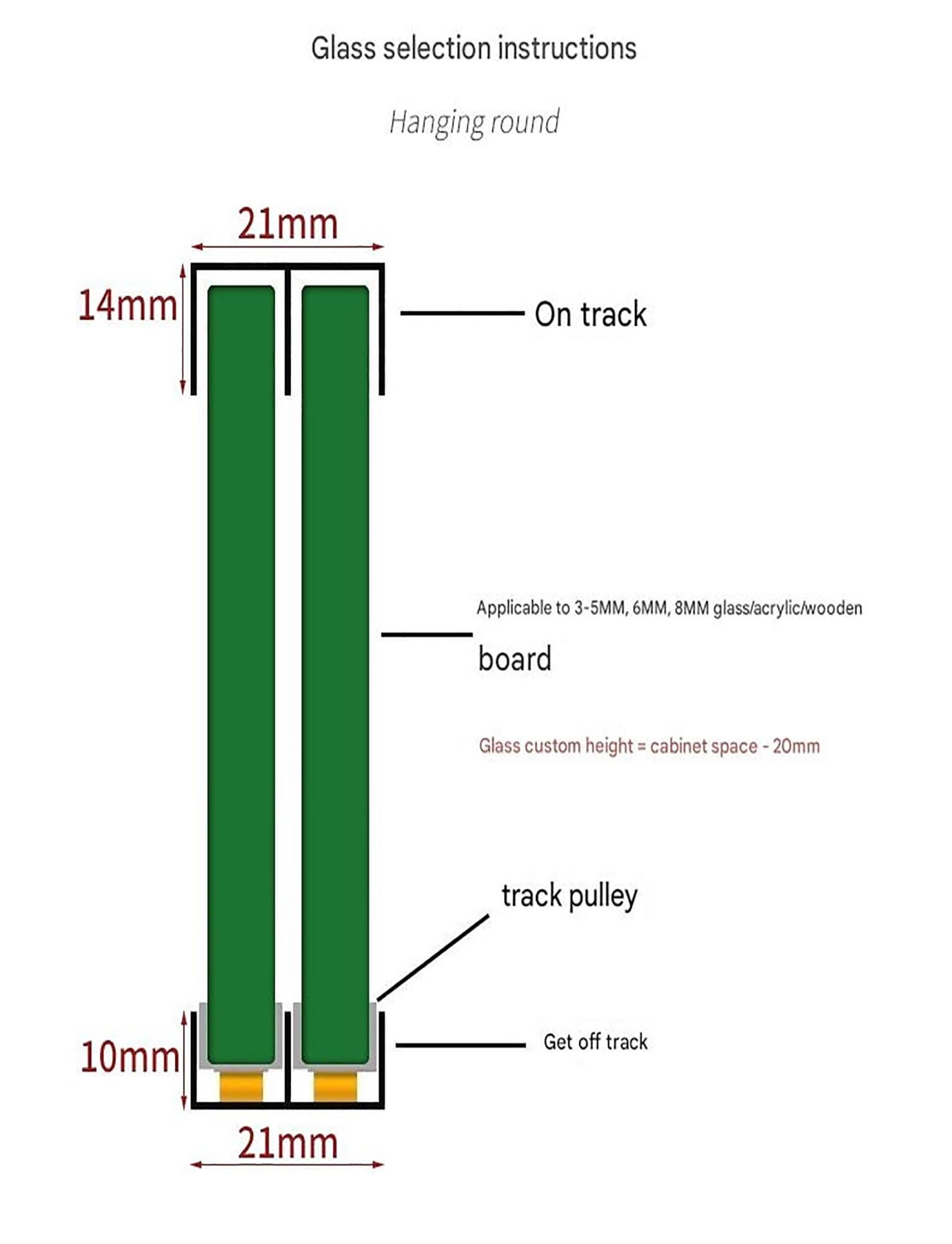 Rail Coulissant pour vitrine - Rails en Aluminium à Double Canal pour Portes en Acrylique/Verre de 5 à 8 mm, Guide à rainures de Montagne avec Galets Anti-Saut (39,4 po/1 000 mm)