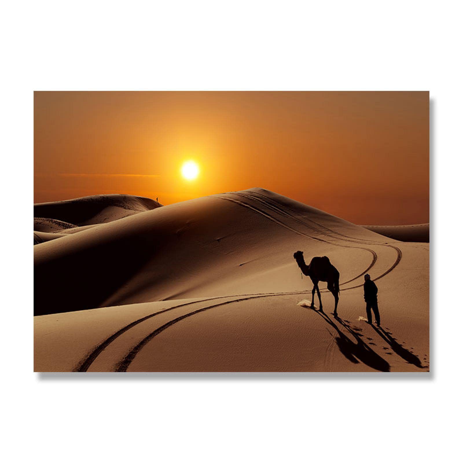 Amazon.co.jp: サハラ砂漠の牧夫とラクダの風景ウォールプリント