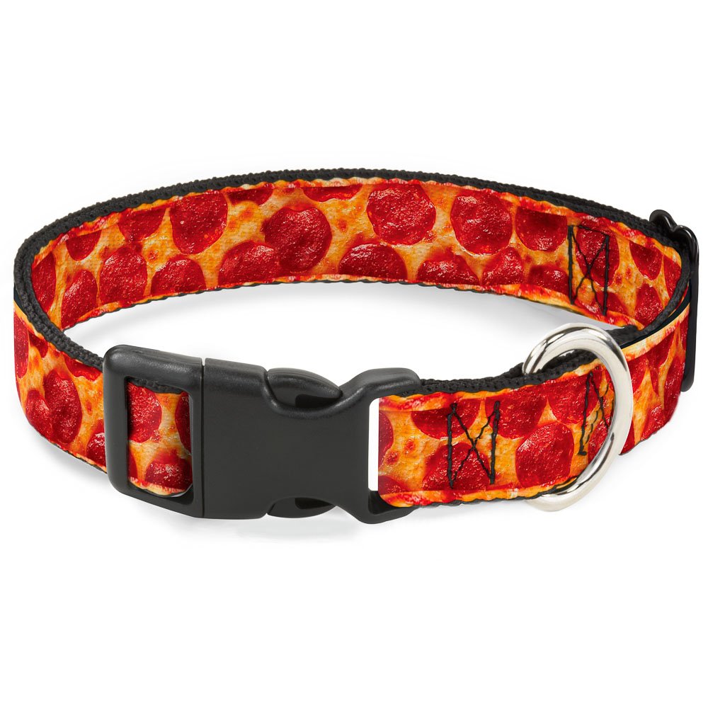 Buckle-Down 15-26" Pepperoni Pizza W/Crust Vivid Plastic Clip Collar, Large