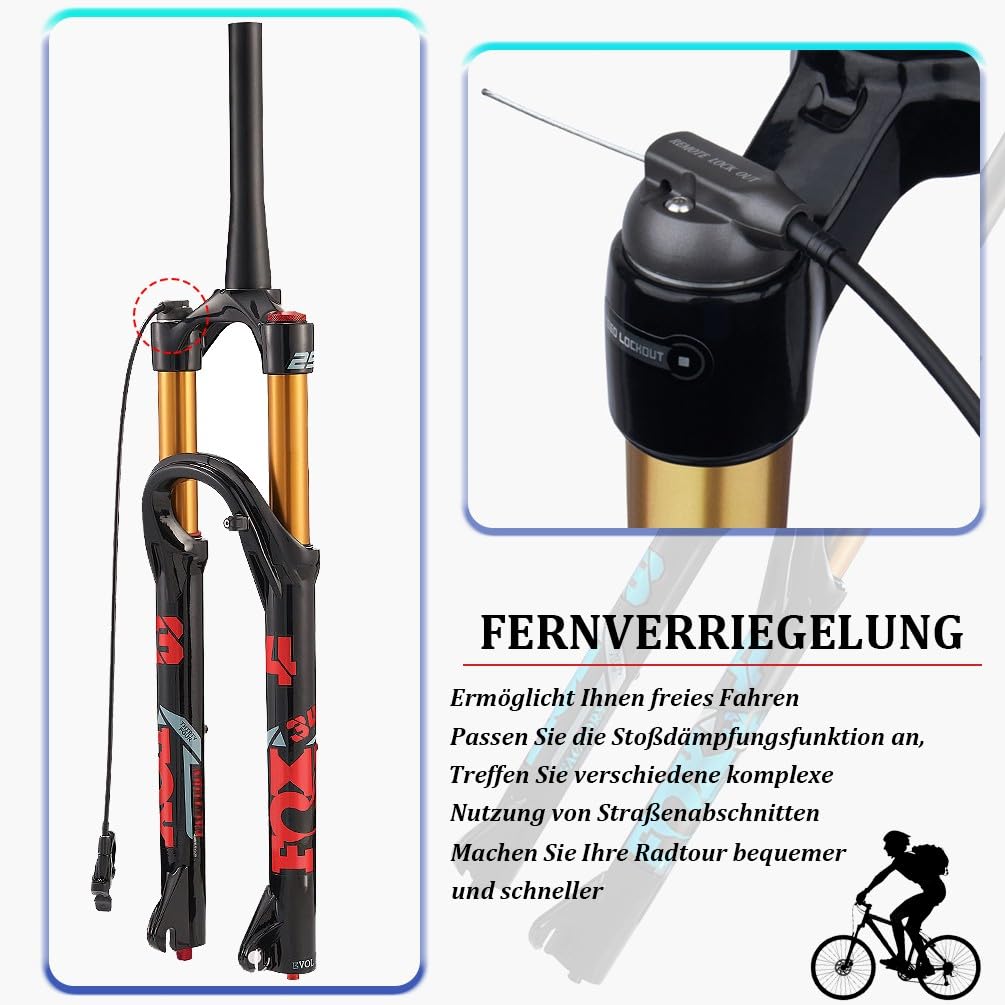 Federgabel MTB 26/27.5/29" Straight(1-1/8") Tapered(1-1/2") 9x100mm Schnellspanner 15x100mm Boost Dämpfungseinstellung 140mm Hub Magnesiumlegierung 75mm Scheibenbremse