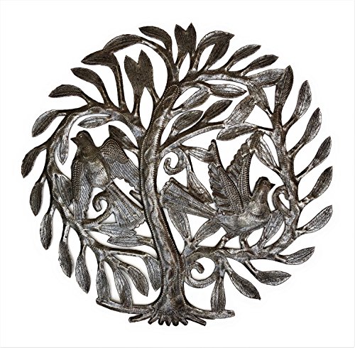 Songbirds Garden Tree of Life Wall Art, Haitian Home Decor, Indoor and Outdoor, Fair Trade 15 x 15 Inches (Songbirds Tree of Life)