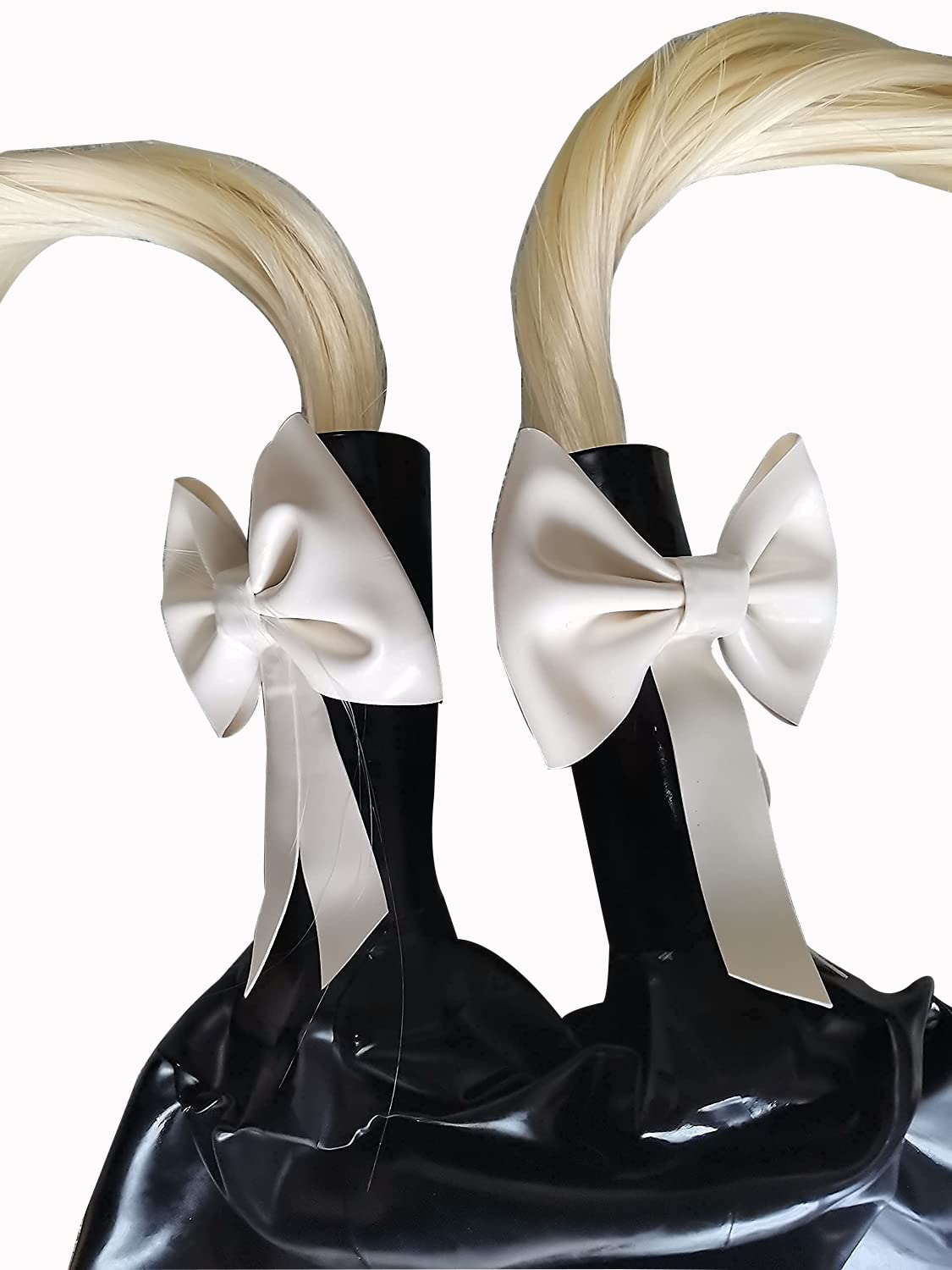 MFMYEE Masque en latex bondage avec tresses papillon, masque pour jeux de rôle SM, coiffe pour Halloween. (M)