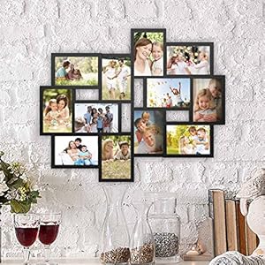 Lavish Home 12 Photo Picture Frame Collage Multi Picture Wall Mounted Display Gallery with 12 Openings for 4×6 Inch Photos or Pictures Black