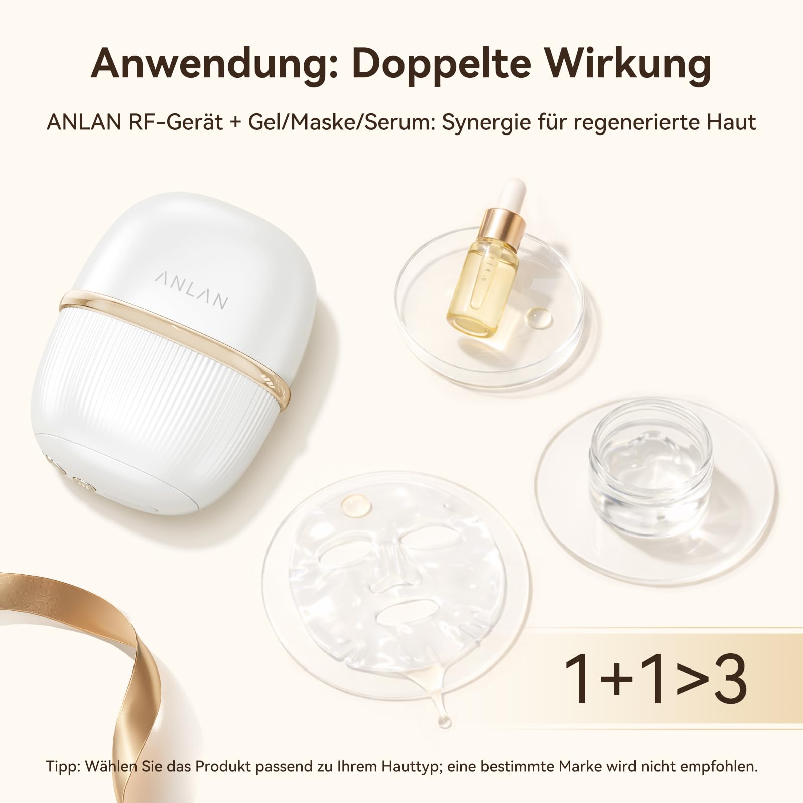 ANLAN EMS Gesichtsmassagegerät, Radiofrequenz mit 3 Vibrationsstufen & Phototherapie Gerät Gesicht Massagegerät, Anti-Falten Gesichtsmassagegerät für Gescht/Hals, Reduziert Schwellungen & Falten Firm
