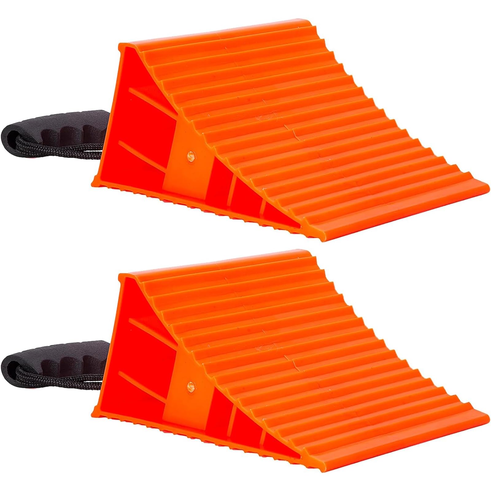 Homeon Wheels Large RV Wheel Chocks, 2-Pack Extra-Wide with Handle, Red