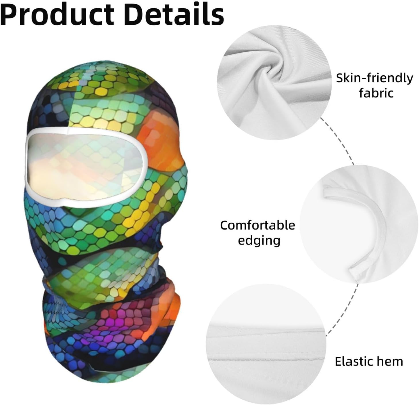 Rainbow Fish Scale Balaclava Ski Mask for Men Women Full Face Mask Breathable Head Cover for Outdoor
