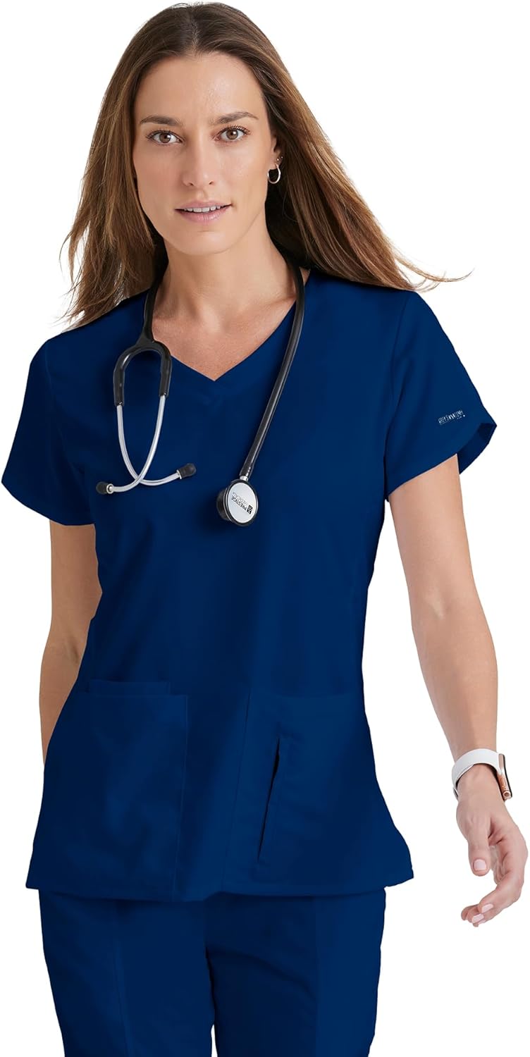 BARCO Grey's Anatomy Scrubs - Cora Scrub Top for Women, Crossover V-Neck, Fitted Back Super-Soft Women's Scrub Top