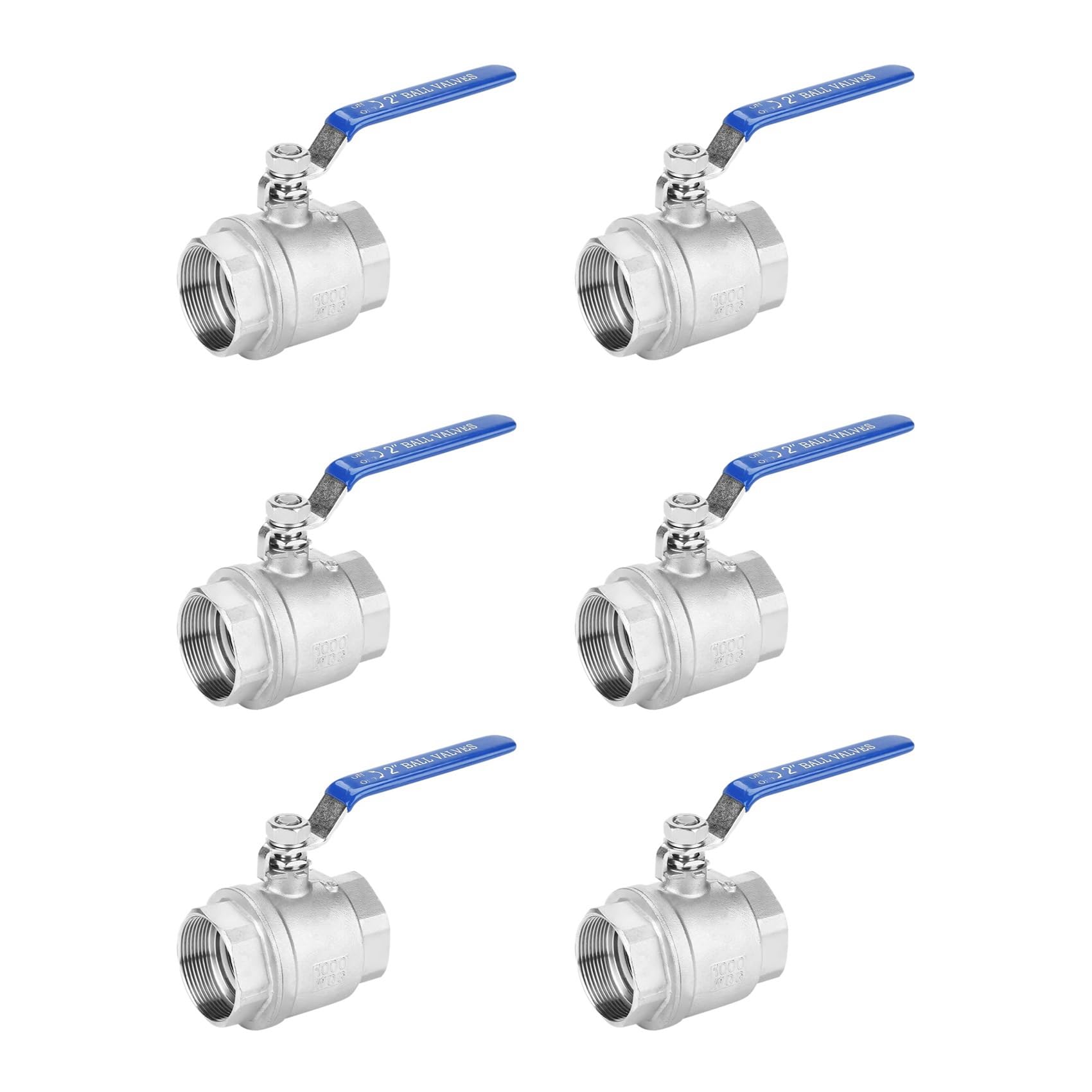Jnchdghwa Women's Silver& Blue 6X Ball Valve Thread 2 Inch 304 Stainless Steel Full Port Thread Ball Valve 2 Inch Dn50 1000 Wog