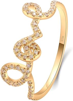 Aienid Vintage Band Ring Size Ring 4 18K Yellow Gold Round Created Diamond Popular for Wife Mothers Day Jewelry
