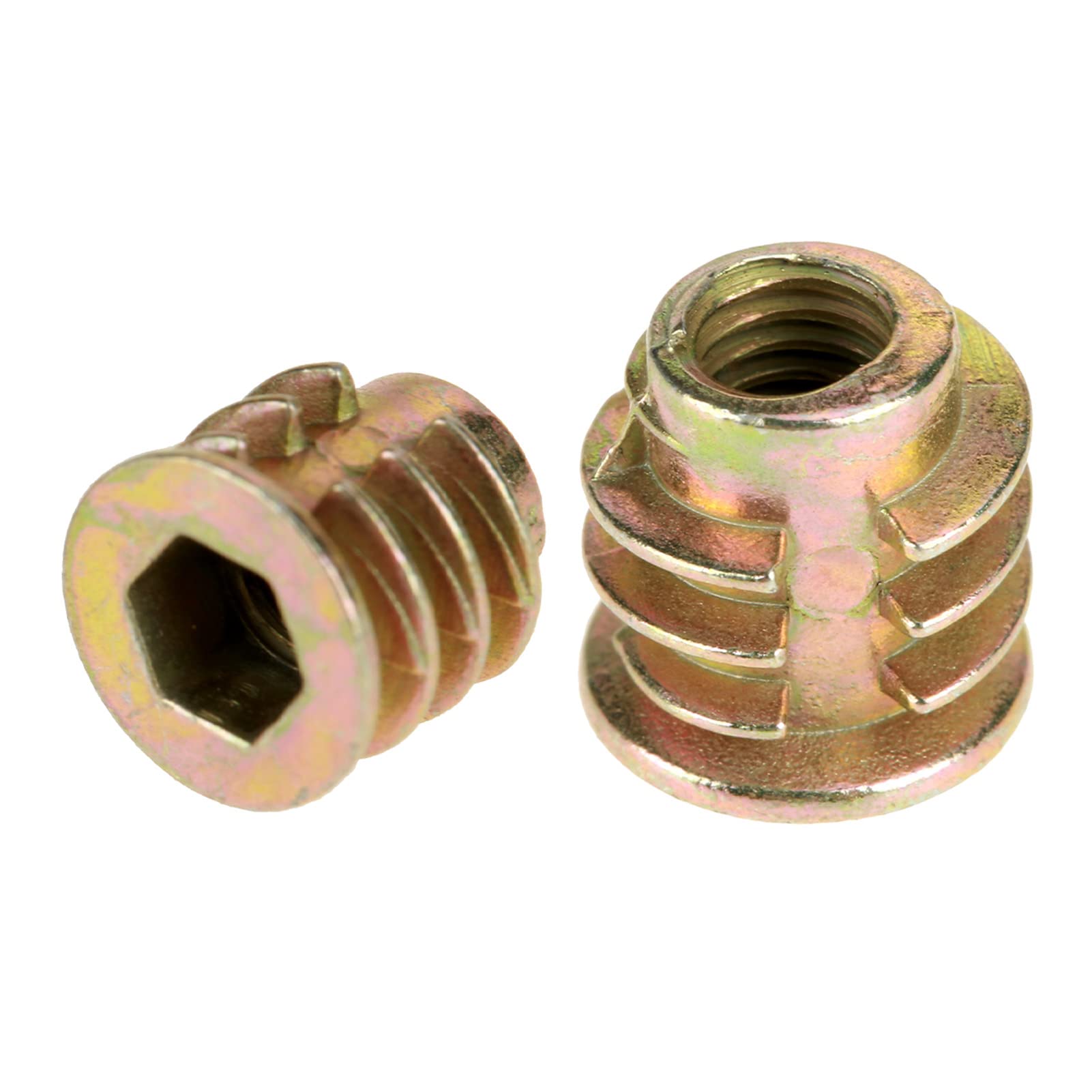 50 Pezzi Boccole Filettate per Legno, M4 x 8 mm Inserti Filettati Esagonali in Lega di Zinco per Mobili