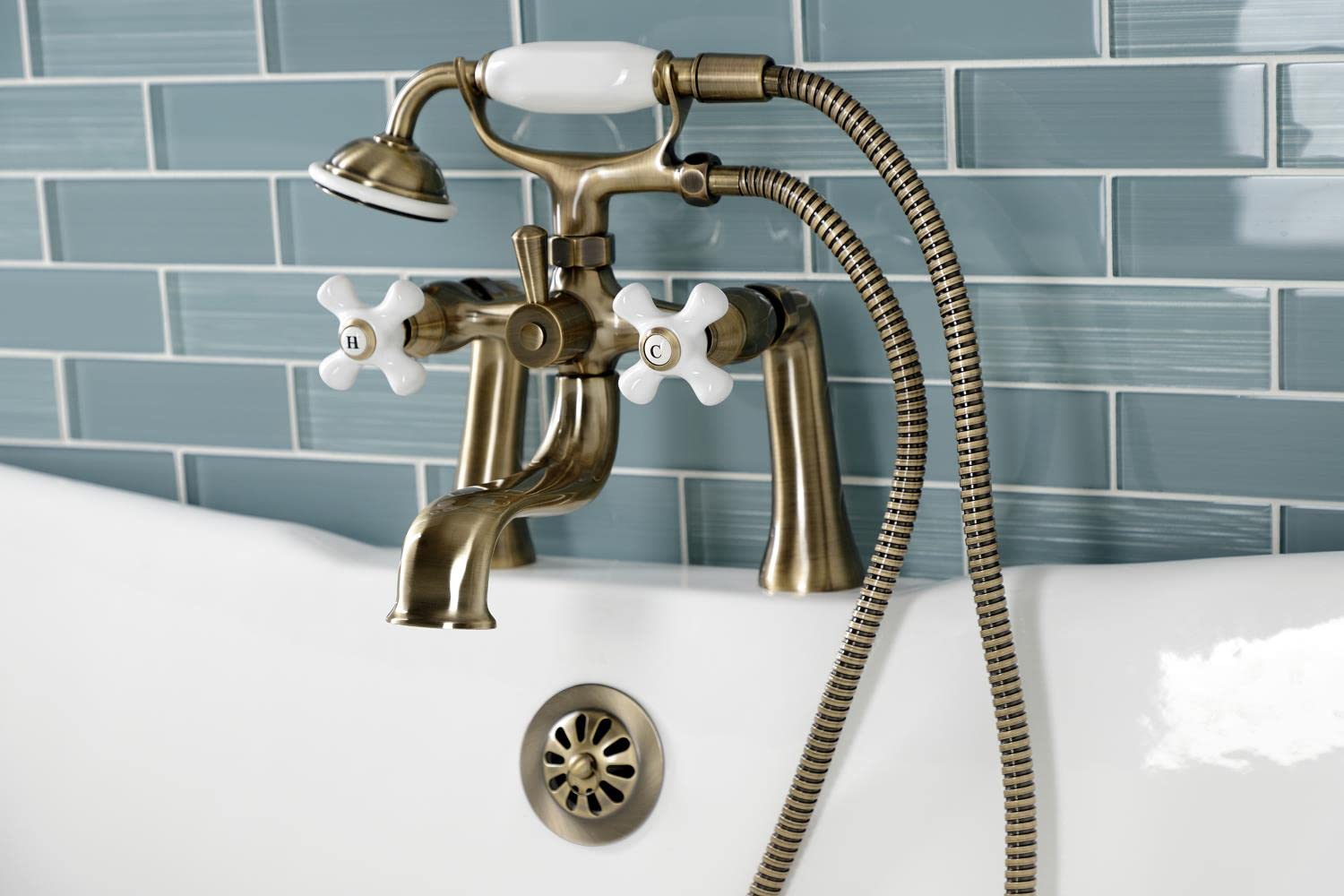 Kingston Brass KS228PXAB Kingston Clawfoot Tub Faucet, Antique Brass
