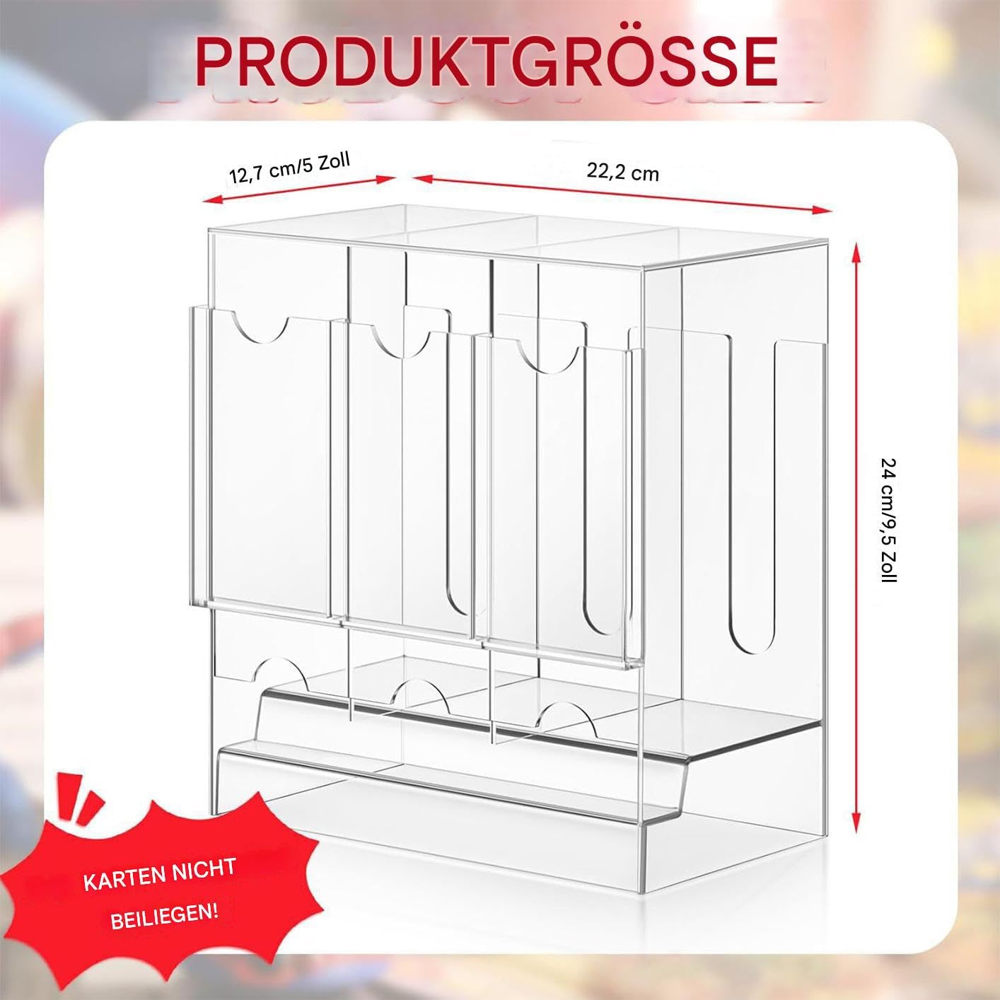 Booster-Box-Hülle 3-Fach Acryl-Transparent-Display-Box | Sammelkarten-Pack-Organizer Für Zuhause, Schlafzimmer, Büro und Spielzimmer, sowie als Organizer und Displaybox für