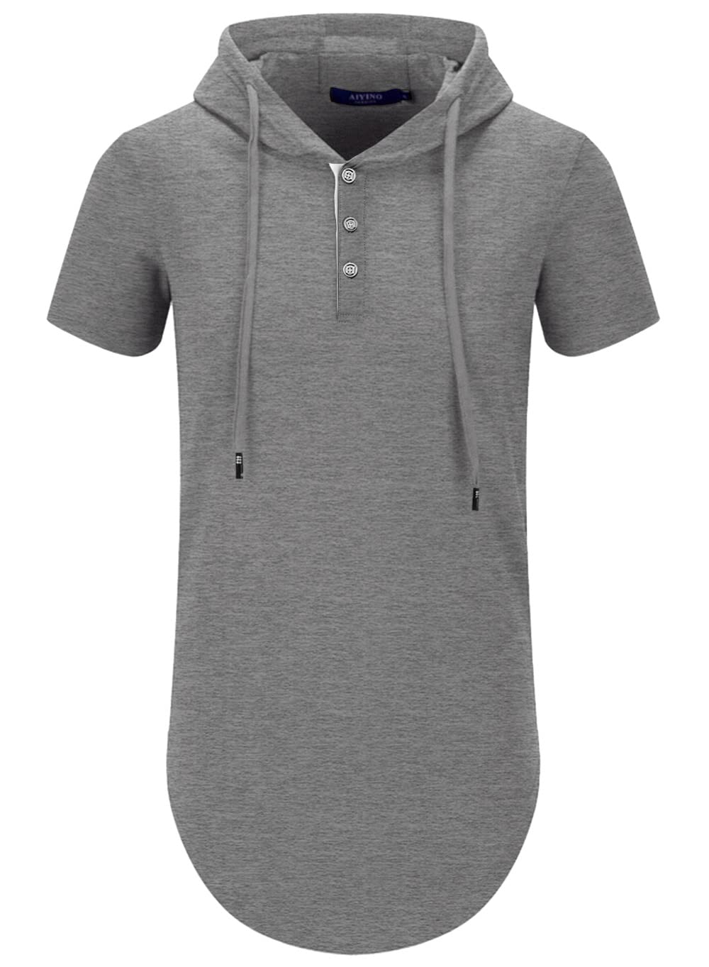 KUYIGO Uomo Felpa con Cappuccio Manica Corta Moda Sportiva in Cotone per Allenamento con Bottoni Pullover Hip Hop con Cappuccio Taglie Plus S-5XL