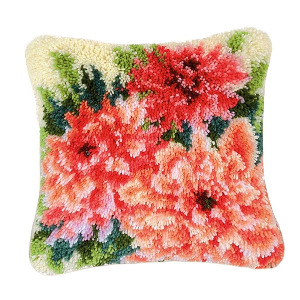 LOOM TREE Latch Hook Kits Pillow Case Cushion Cover Making Kit 17x17 Blooming Flowers" Needlecrafts & Yarn | Rug Making | Latch Hooking | Latch Hooking Kits-image-46