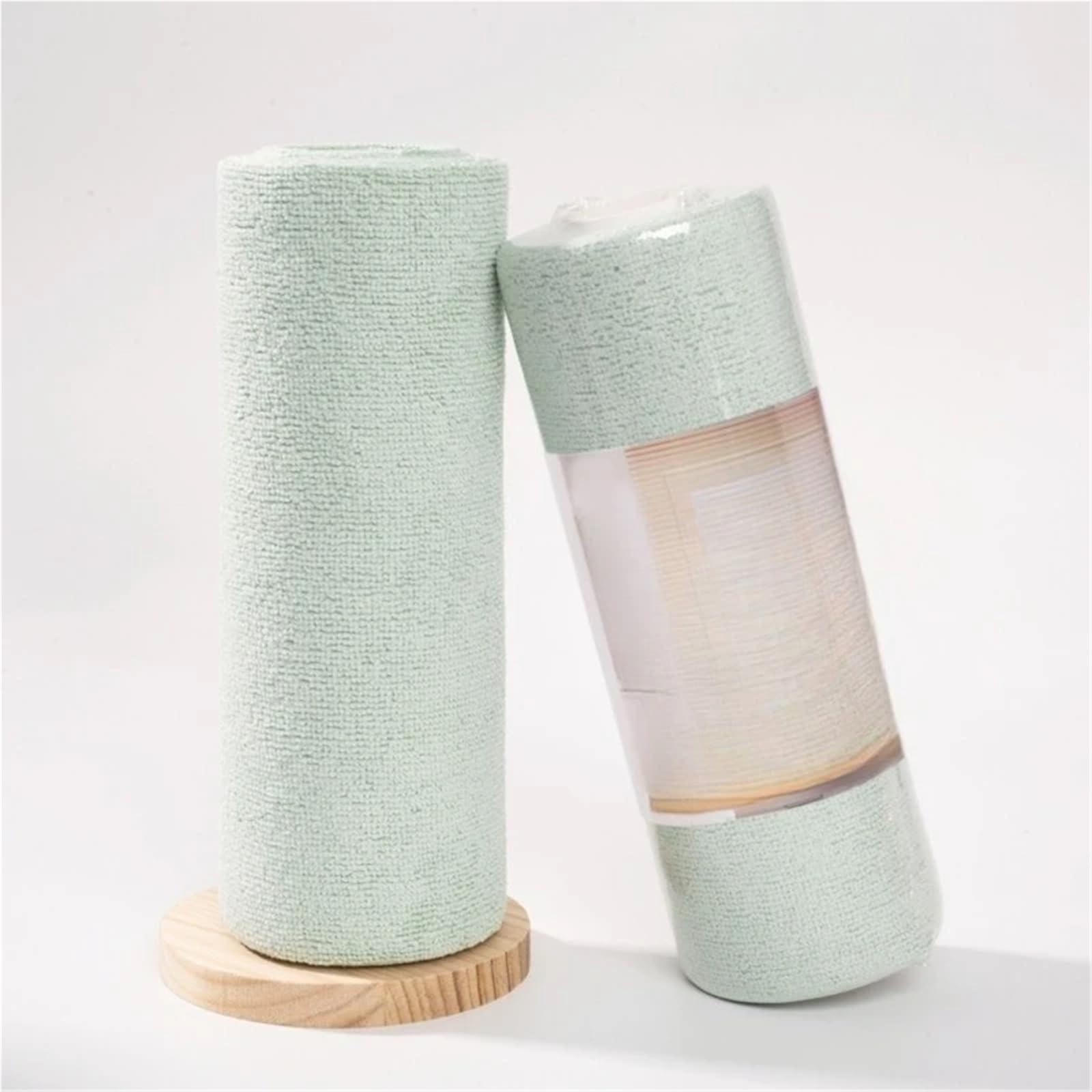 Reusable Microfiber Cleaning Wipes - Household Kitchen Cloth Rolls 20 Sheets Dish Rags Eco-Friendly Wash Paper Replacement Green