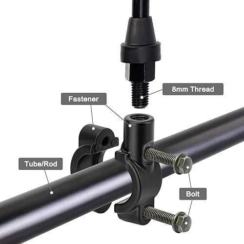 Miniatura 3 de LKV Motocicleta universal 0.394 in 78" manillar espejo montaje soporte abrazadera adaptador rosca negro para motos calle ATV moto nieve scooter