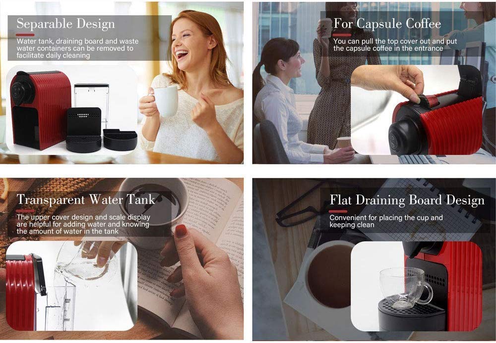 Cafetera Máquina De Café, Máquina De Café De Cápsulas Italianas, Máquina De Café De Cápsulas Pequeñas Automática De Oficina para El Hogar Adecuado Compatible con Cápsulas Nestlé, Regalos Com