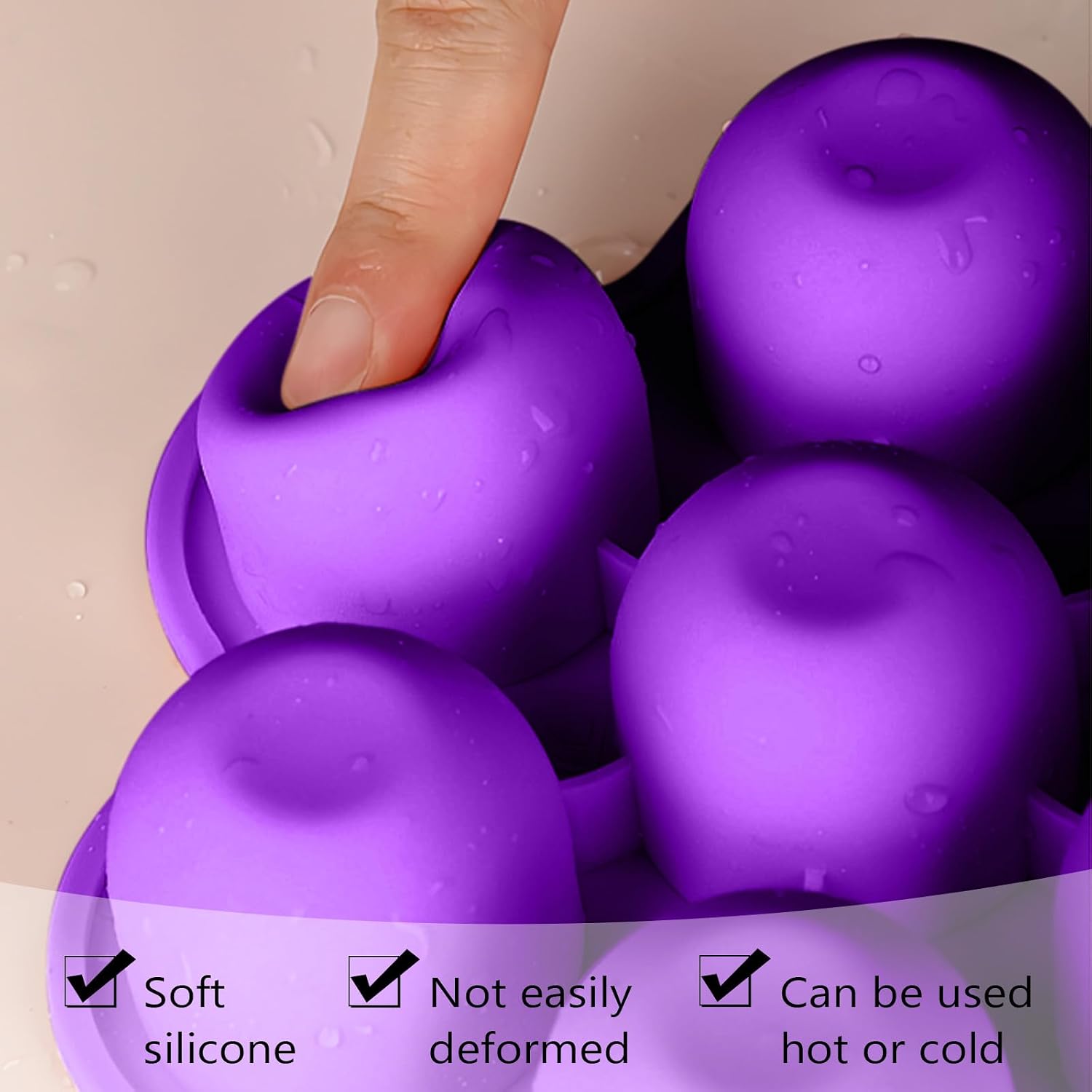 Silicone Popsicles Molds, 7-Cavity Ice Pop Mold with Colored Sticks Small Ice Cream Popsicle Maker, BPA Free, Reusable, Easy to Release (Purple)