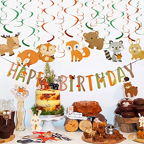 EASY JOY Tiere Geburtstag Dekoration Geburtstagsgirlande Folie Spiralen Wald Party Kindergeburtstag Deko Cover