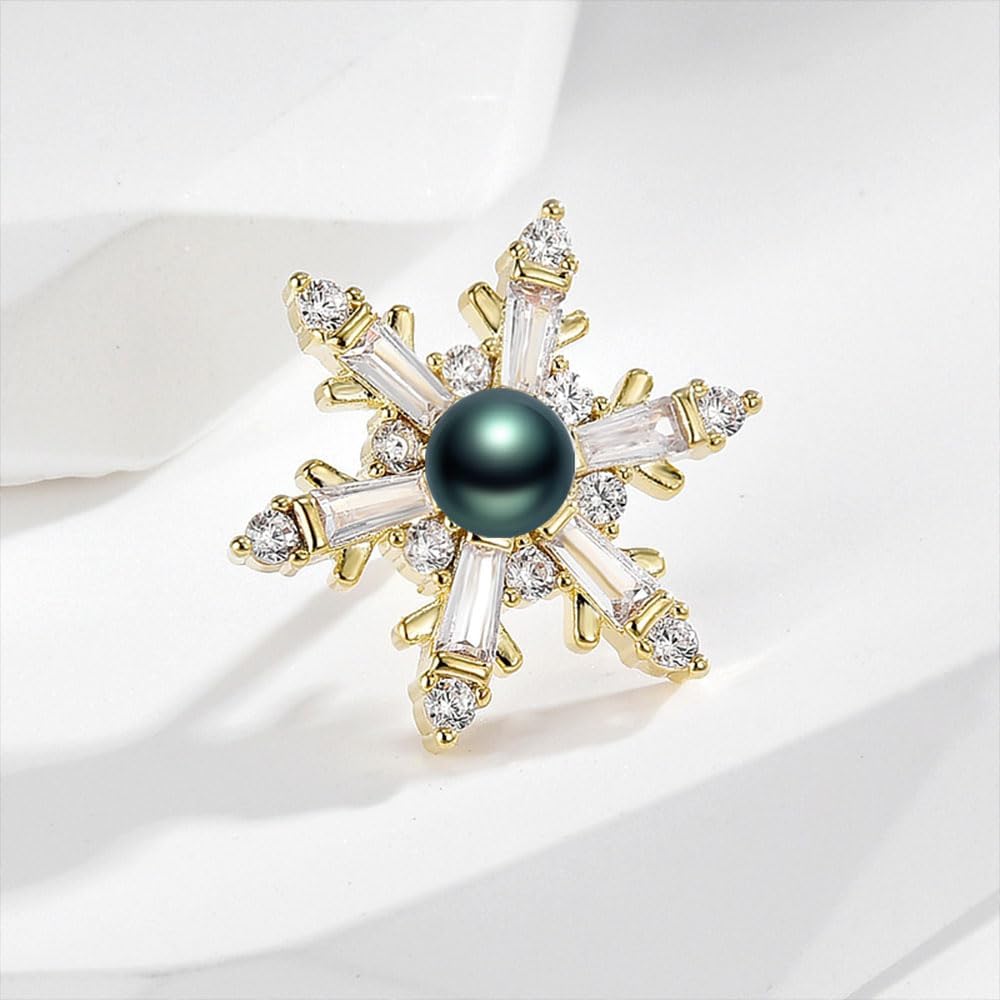 Black Tahiti Pearl Brooch Broches Jewelry For Women Fashion Christmas Gifts Wife Mom Girlfriend, Anniversary Birthday Fine Jewelry Gifts for Her