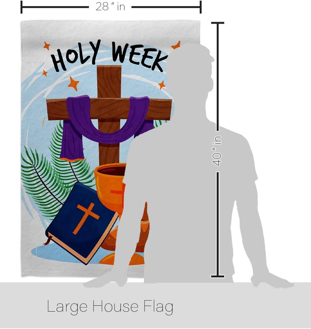 Holy Week House Flag Religious Faith Hope Grace Peace Dove Christian Religion Easter Decoration Banner Small Garden Yard Gift Double-Sided, Made in USA