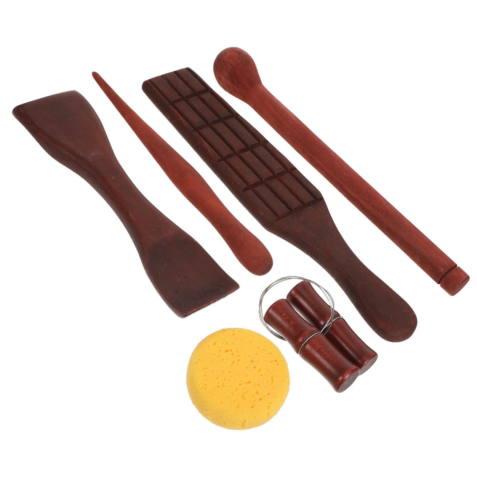 HANABASS 6 Piezas Juego de Herramientas de Cerámica para Modelado de Arcilla Diseño de Madera y Cortador de Alambre para Esculpir en Manualidades de Cerámica