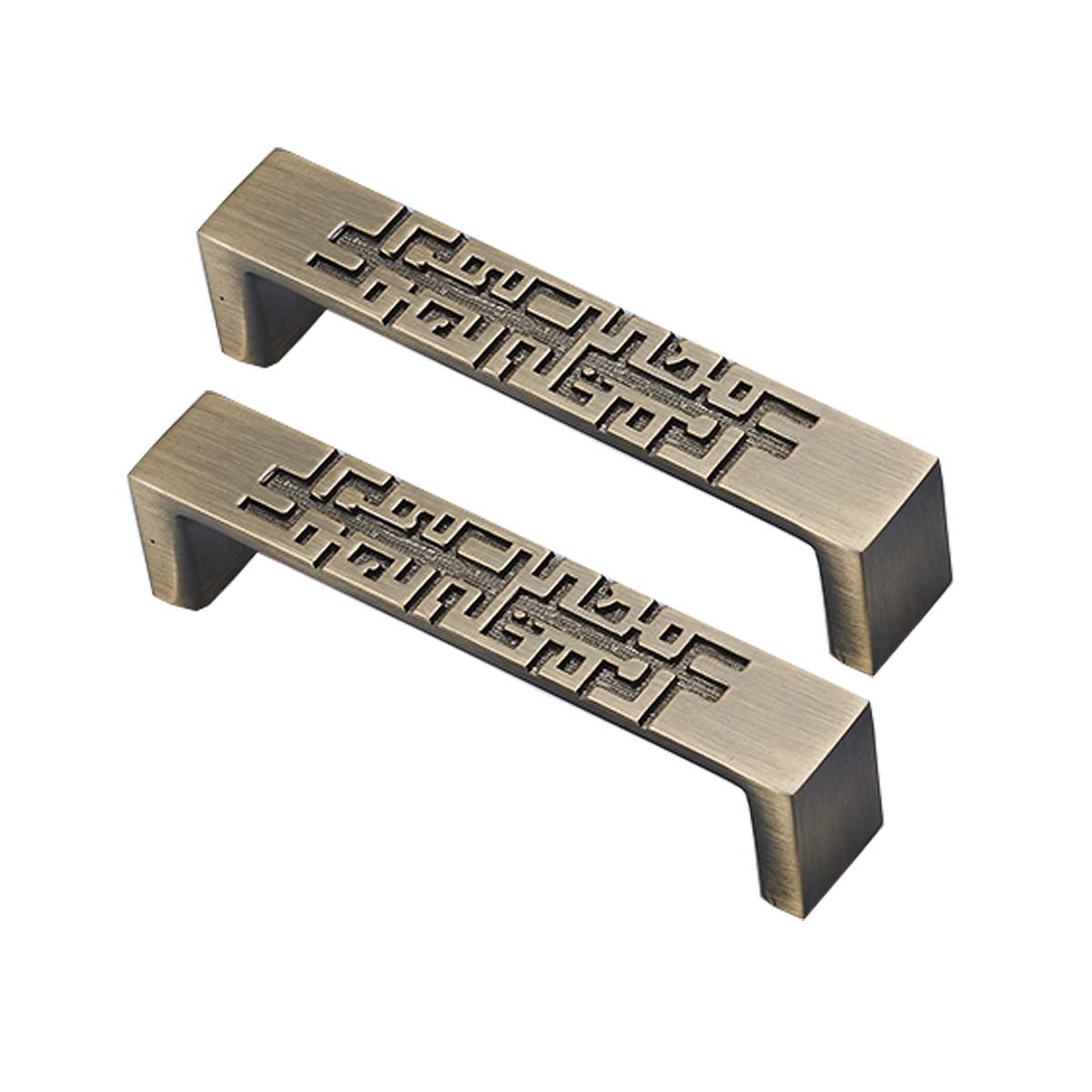 Wushadehans Retro Bronze Antique Brass Cabinet Drawer Handles 2Pcs Chinese Style Zinc Alloy For Kitchen Furniture Medicine Cabinet Hardware(,Hole Distance 96Mm)