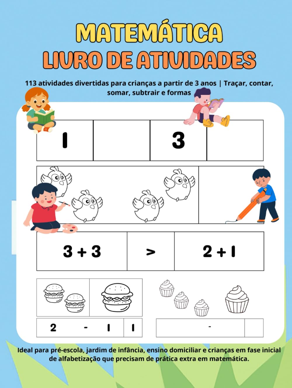 Matemática Livro de atividades: 113 atividades divertidas para crianças a partir de 3 anos | Traçar, contar, somar, subtrair e formas