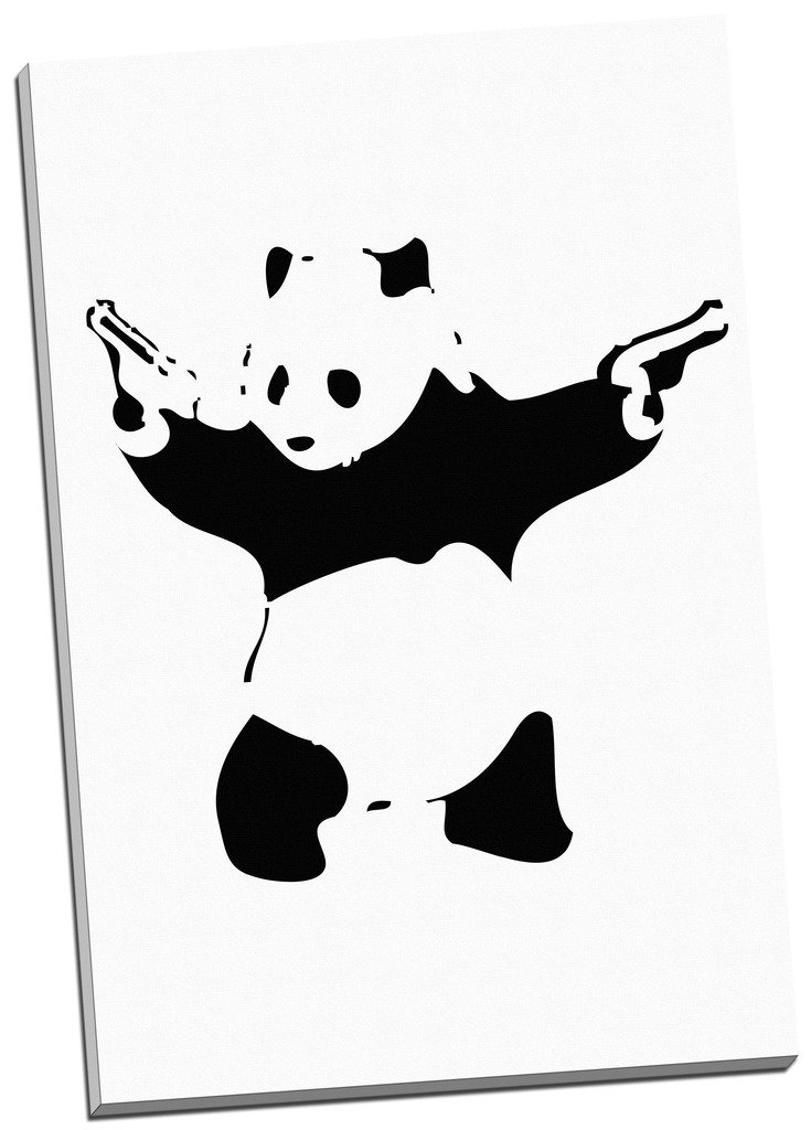 Panther Print Banksy Panda Canvas Print Picture Wall Art Large 30X20 Inches