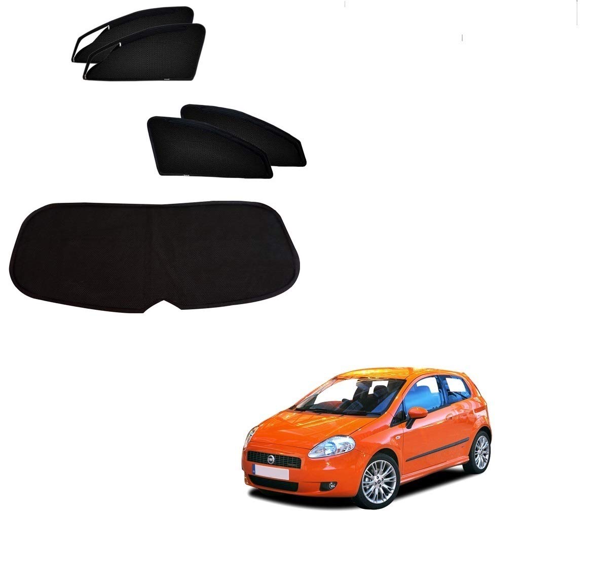 Kozdiko Zipper Magnetic Sun Shades Car Curtain Set of 5 Pcs with Dicky for Fiat Grand Punto-image-14