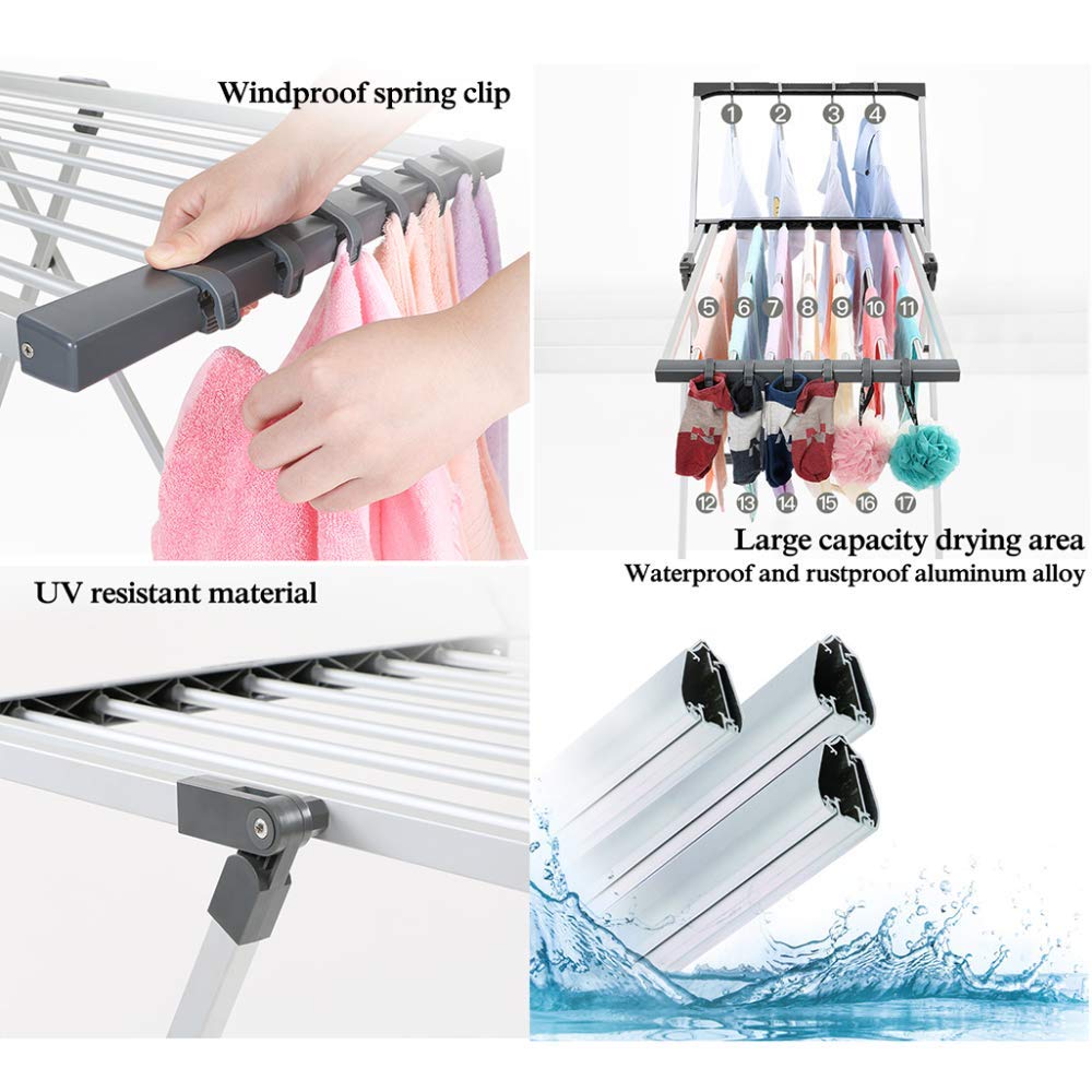 Faltbares / Wohnzimmer Balkon Aluminium Outdoor Winddicht Rutschfest Trocknen Quilt Rack Große Kapazität Baby Kleidung Socken Handtuchhalter