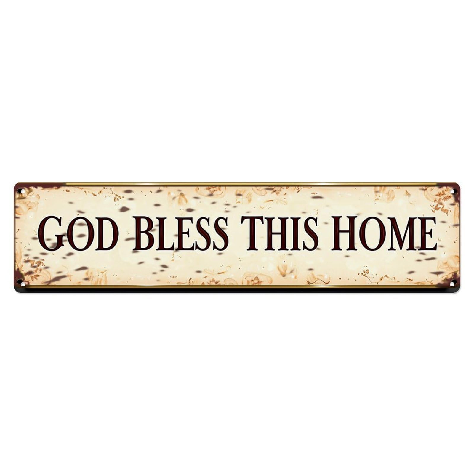 God Bless This Home Vintage Tin Sign Retro Metal Wall Decor Metal Poster, Home Bar Garage Farmhouse Cafe Wall Art Decoration 4x16Inch
