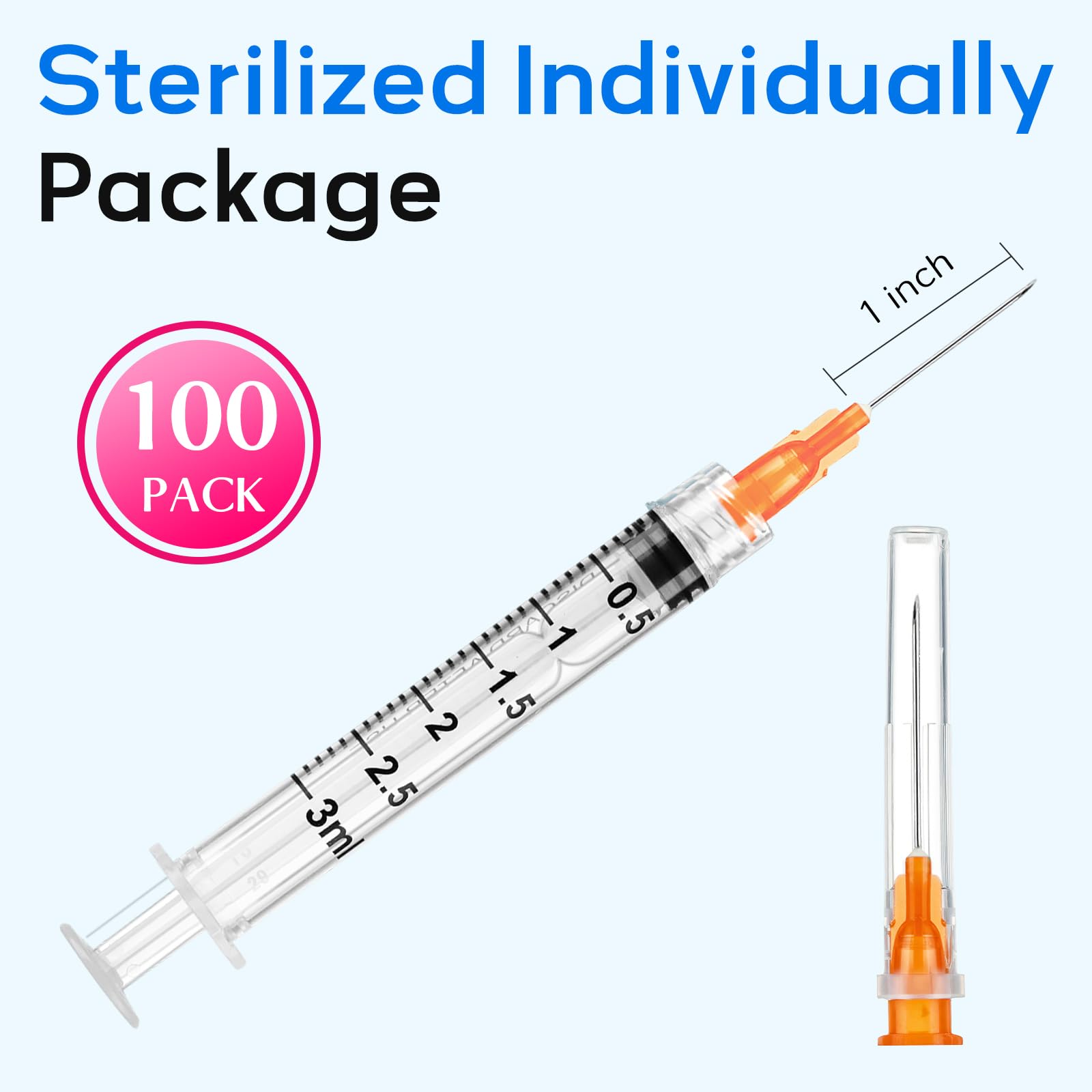 Lab Syringes - 50 Pack Disposable 3ml -4 Lab Syringes - 50 Pack Disposable 3ml -4