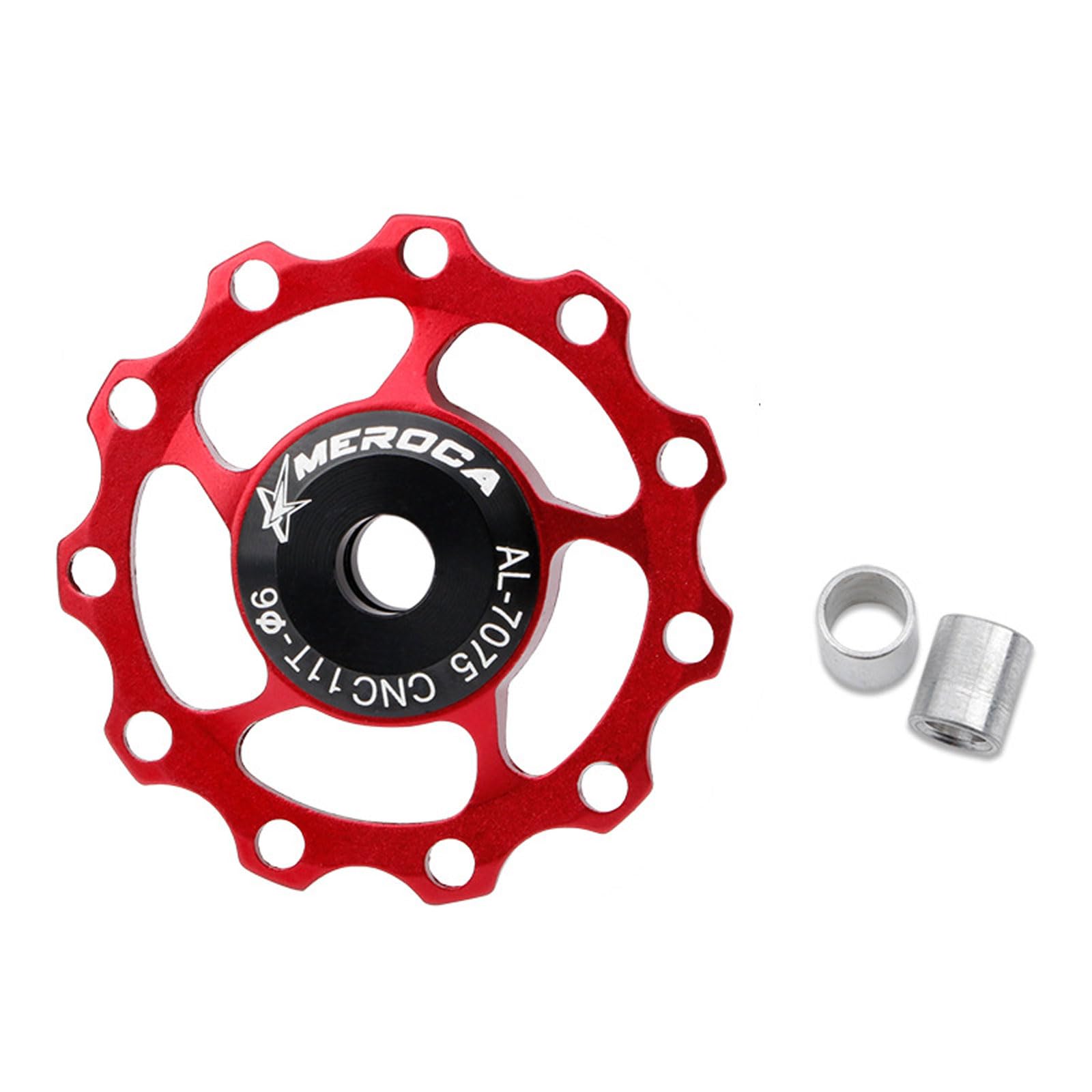 YLME 2-Pack Bike Jockey Wheel 11T/13T Aluminum Alloy Rear Derailleur Pulley with Metal Bearings - Guide Part for Mountain And Road Bikes,Red,11T