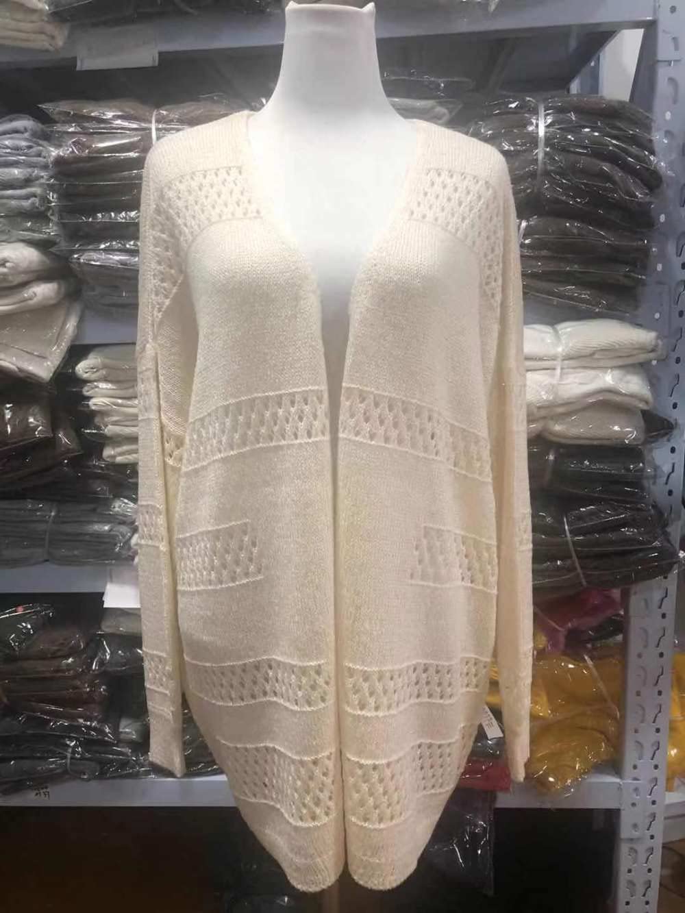 Gilet Femme, Cardigan Femme Beige Blanc Couleur Unie Rayures Creuses Manteau Tricoté Doux Printemps Automne Veste En Tricot Léger À Manches Longues Pull Ouvert Sortie Décontractée Hauts Outwear