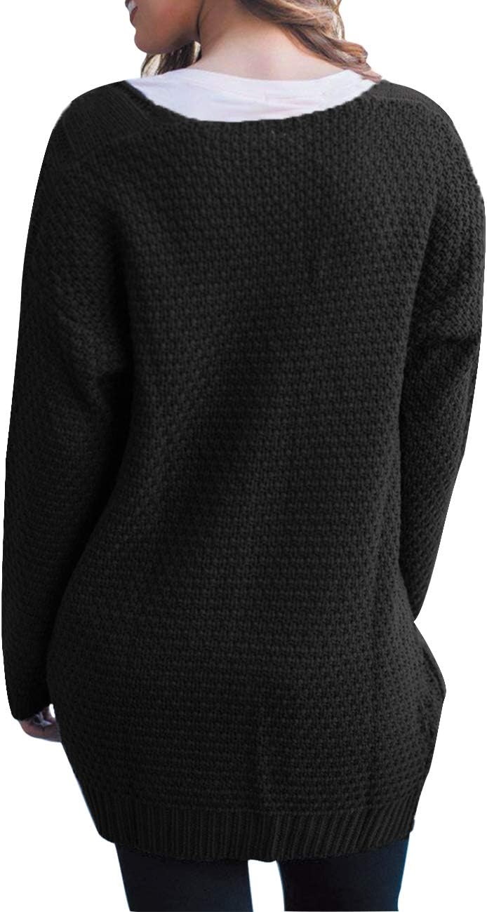 Traleubie Women's Open Front Long Sleeve Boho Boyfriend Knit Chunky Cardigan Sweater - Image 6